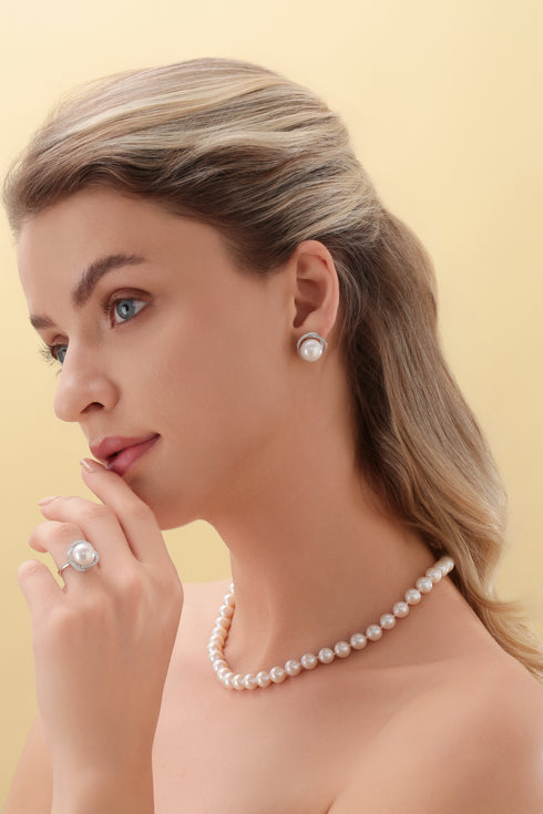 Freshwater Pearl & Rose Floral Earrings - House Of Pearls